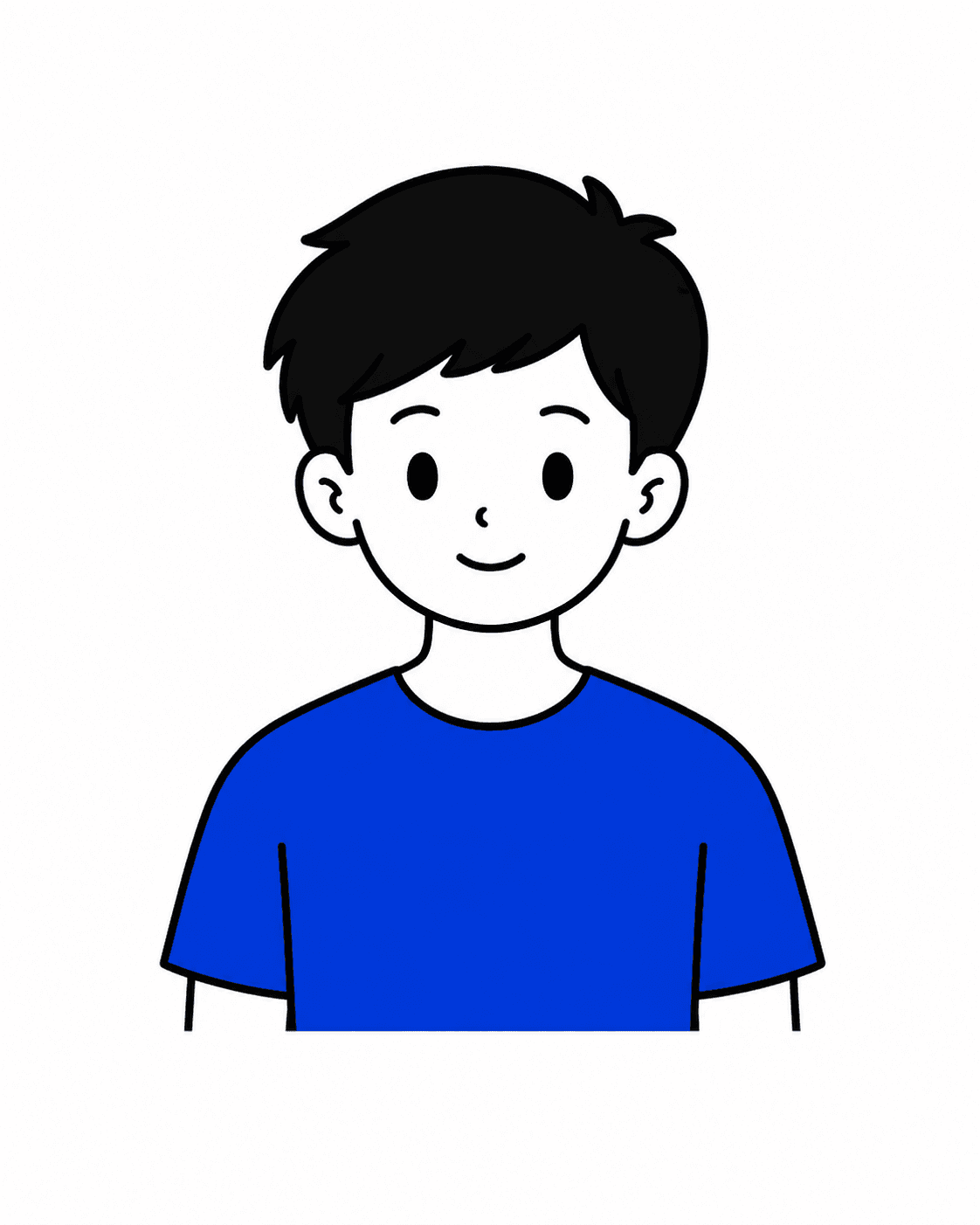 Portrait illustration of Johnny in a blue shirt